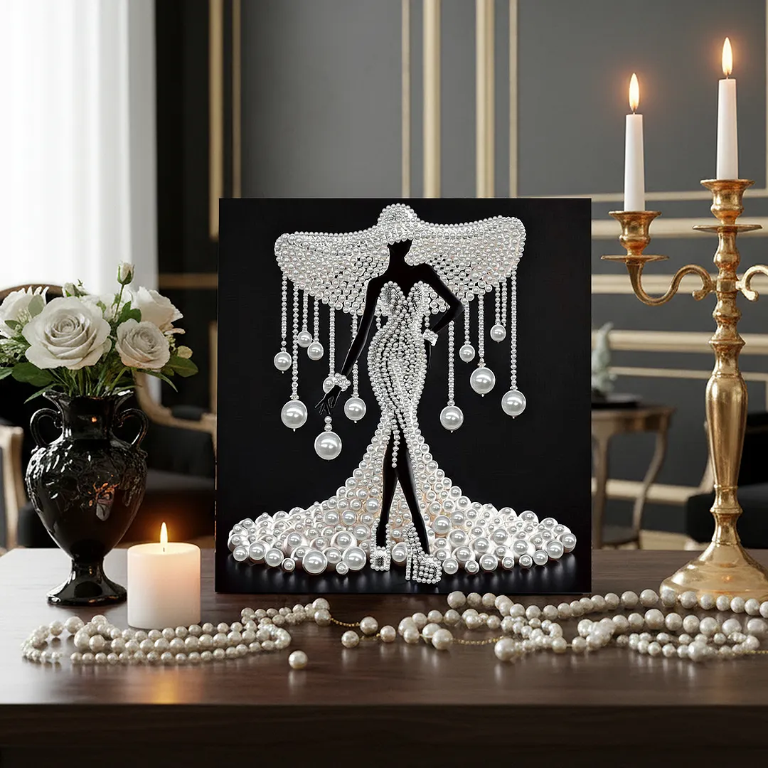 Elegant Lady - DIY Pearl Diamond Art Kit With Frame 30*30cm