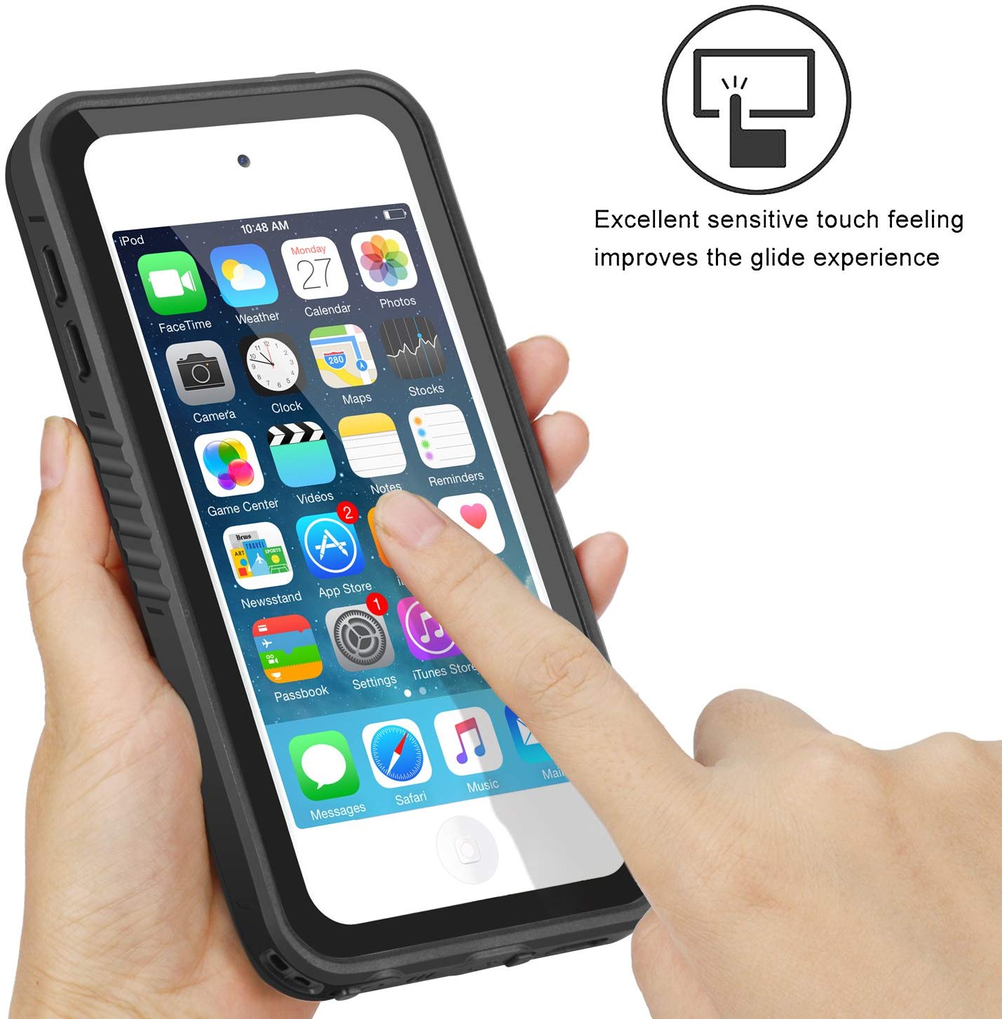 meritcase Waterproof Case with Kickstand and Built-in Screen Protector for Apple iPod Touch 5//6//7 for Swimming Snorkeling Surfing Black