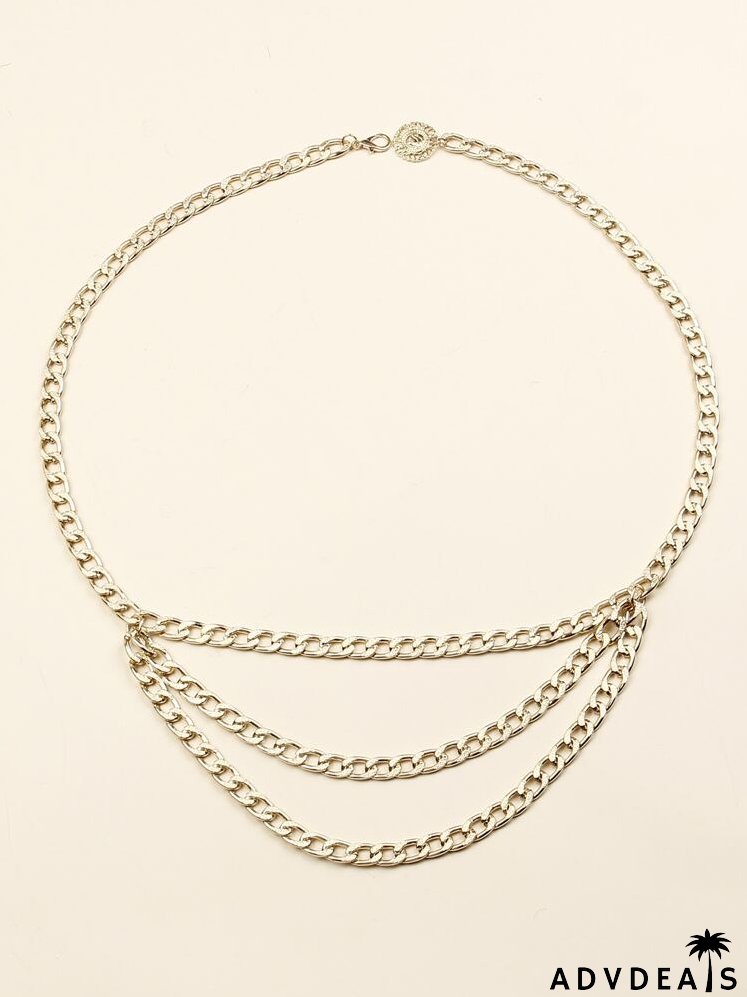 Floral Charm Layered Chain Belt