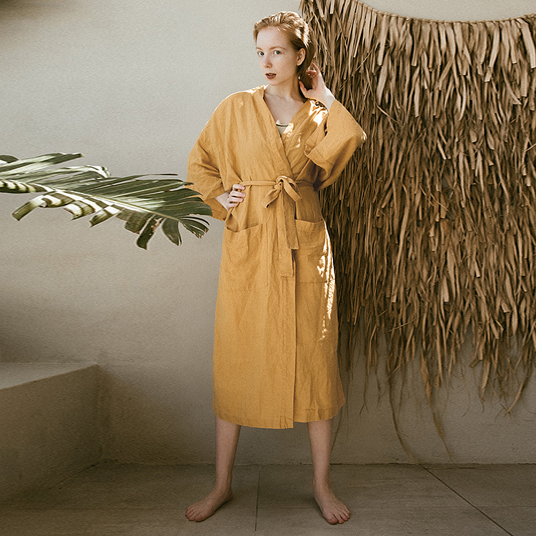 Washable Linen Robe For Women-ChouChouHome