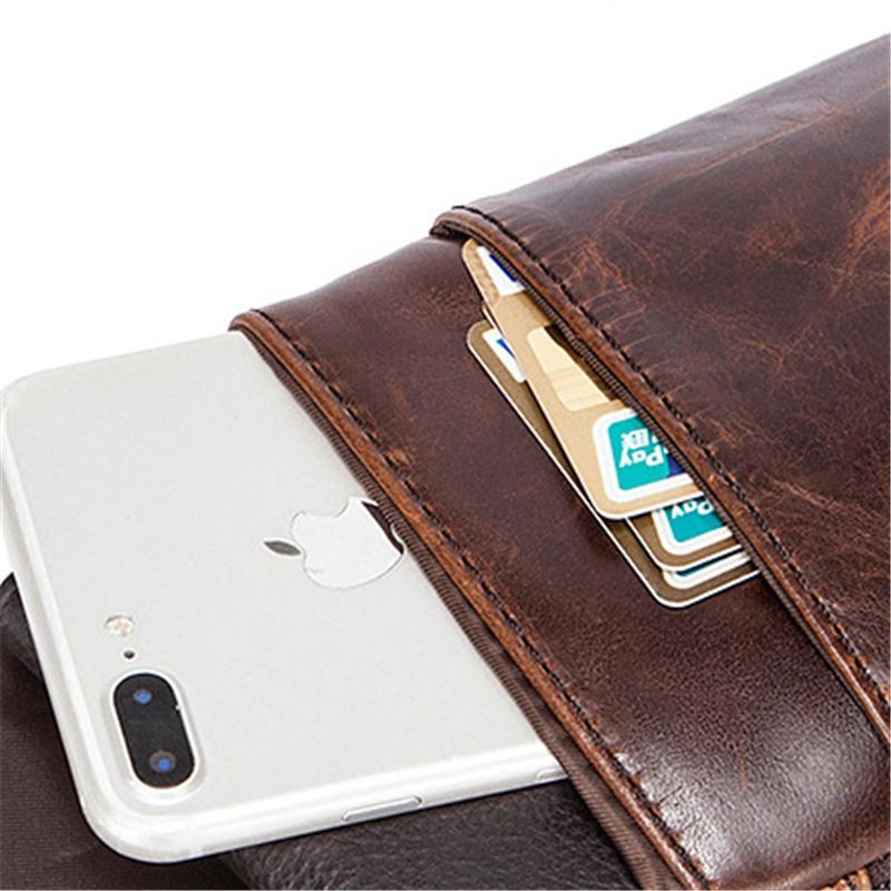 Mens Vintage Fashion Outdoor Mobile Phone Leather Waist Packs