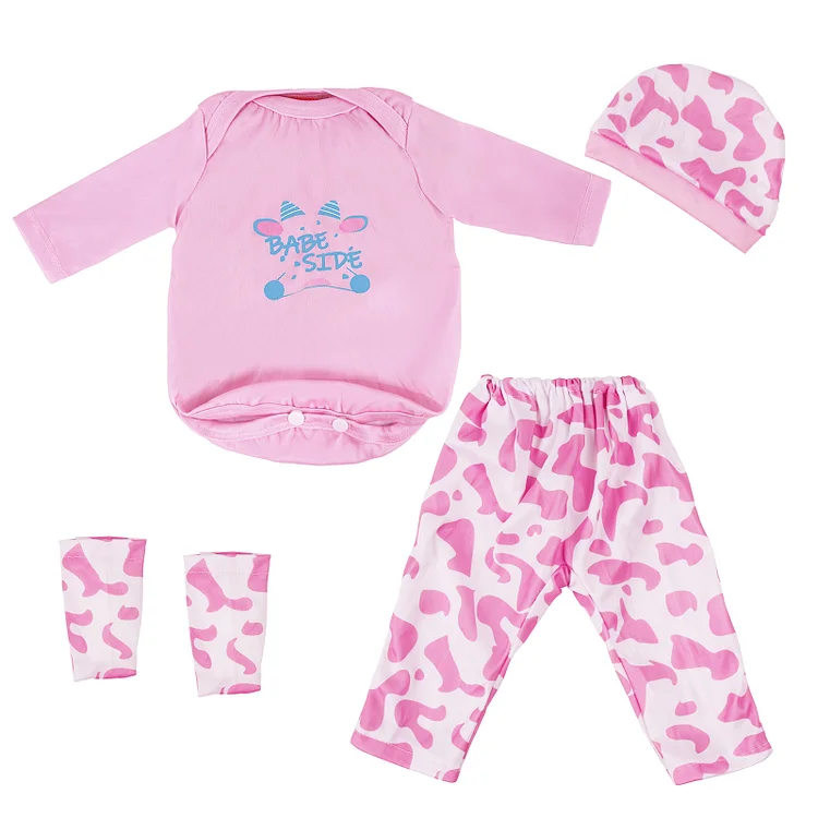 17"-22" Pink Camouflage Set for Reborn Girl Baby Clothing Accessories 4-Pieces Set 