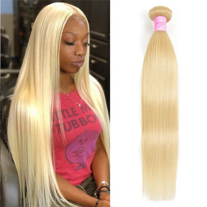 Straight Brazilian Virgin Human Hair Bundles Blonde 613# Color