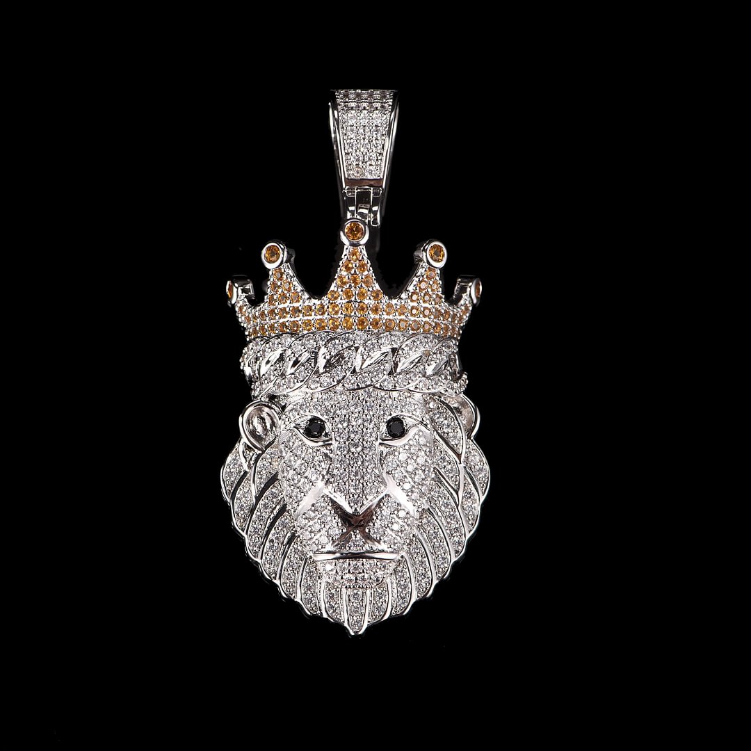 Iced Out Cubic Zircon Lion Head Pendant-VESSFUL