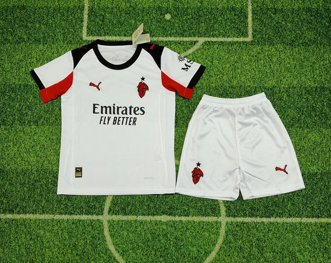 25/26 AC Milan Away  Kids Kit Football Jersey Thai Quality
