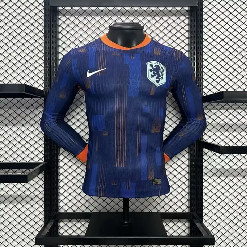 2024 Player Netherlands Long Sleeve Soccer Jersey Away
