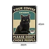 Black Cat Drinking Coffee - Metal Tin Signs(12*16Inch) - Animal