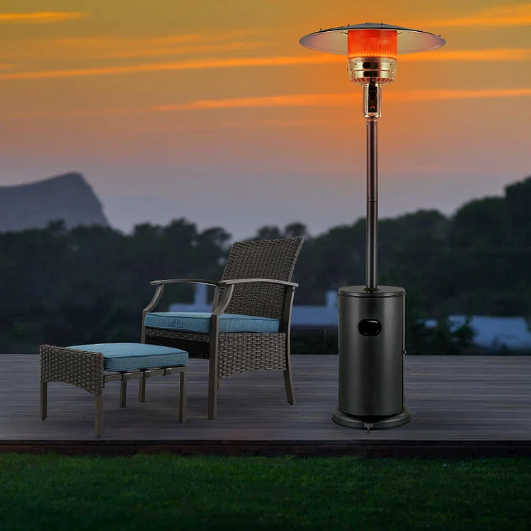 Ships within one month，7' Freestanding Mushroom 48,000 BTU Powdercoated Steel LP Patio Heater with Graphite Tabletop Cover