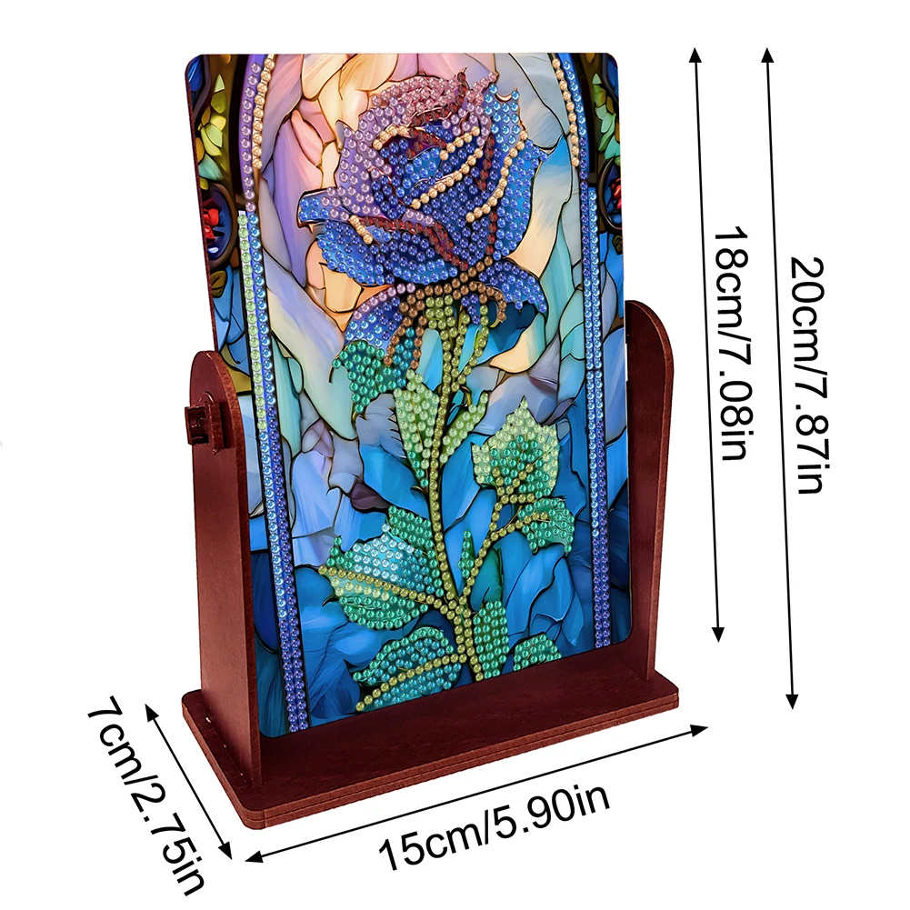 Blue Roses Special Shape Diamond Painting Mirror Table Top Diamond Mirror Kit
