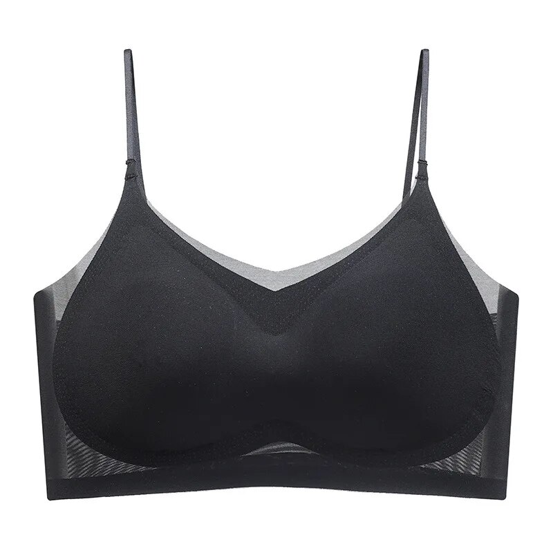 Qinice Ultra-thin Ice Silk Seamless Underwear Women's Thin Section Breathable Sling Beautiful Back Vest Big Chest Small Sleep Bra