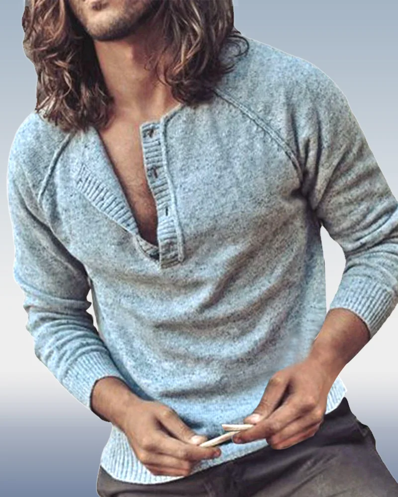 Men's grey long sleeve bottoming sweater