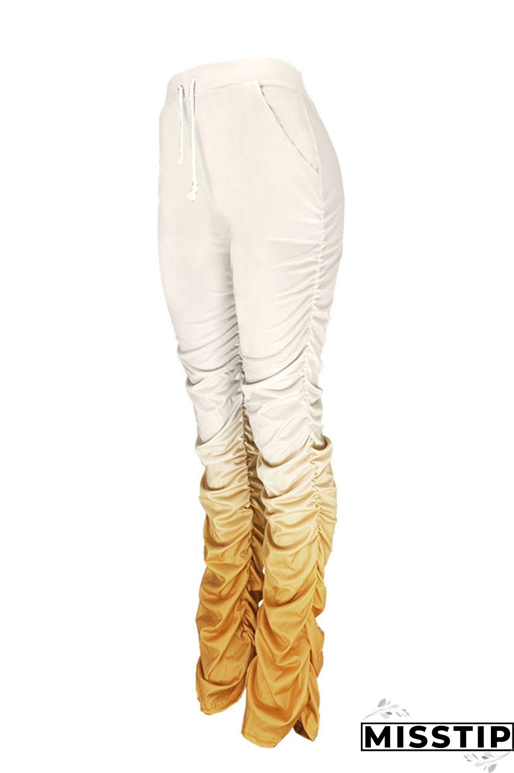 GradientYellow Fashion Casual Gradient Printed Trousers