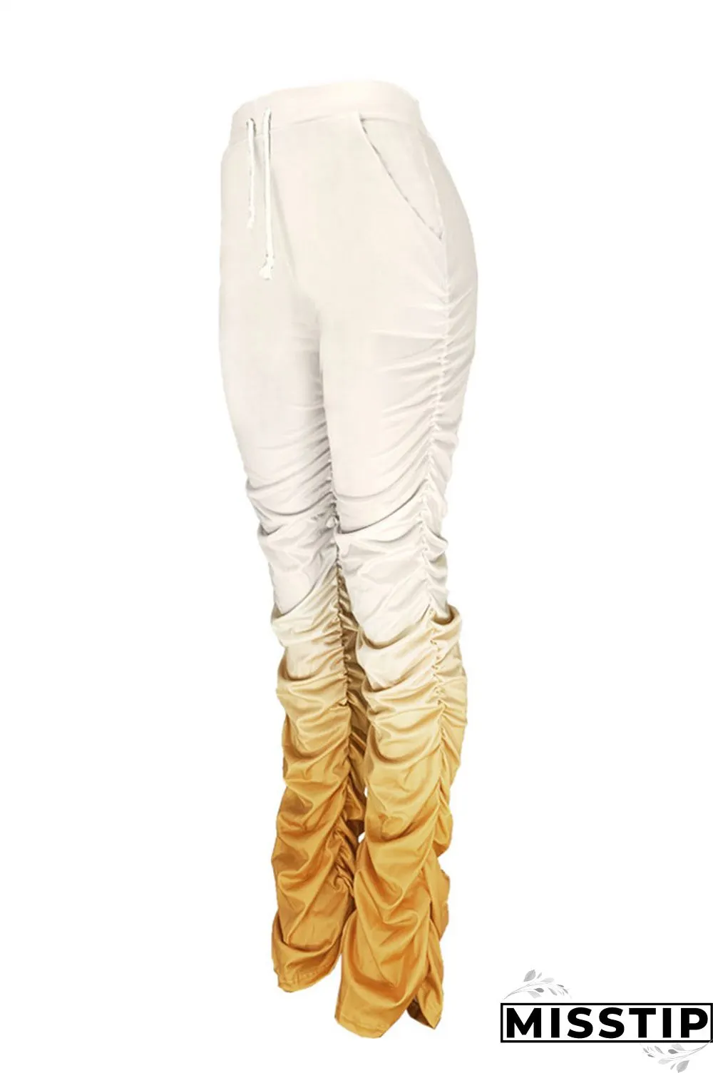 GradientYellow Fashion Casual Gradient Printed Trousers