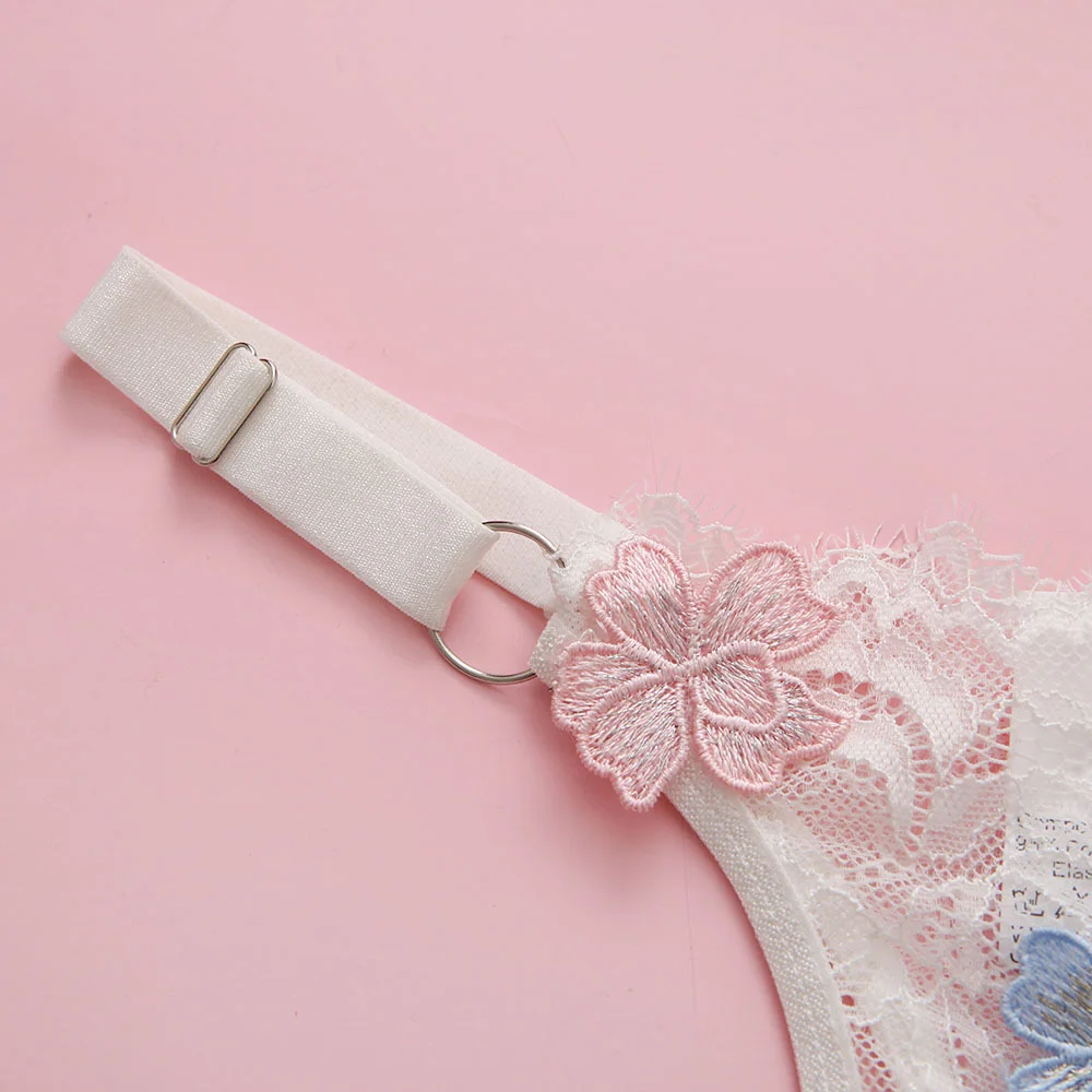 Billionm SexeLakas Sexy Lingerie White Lace Floral Intimate Underwear Flower Appliques Set Sensual Perspective See Through Women Sets