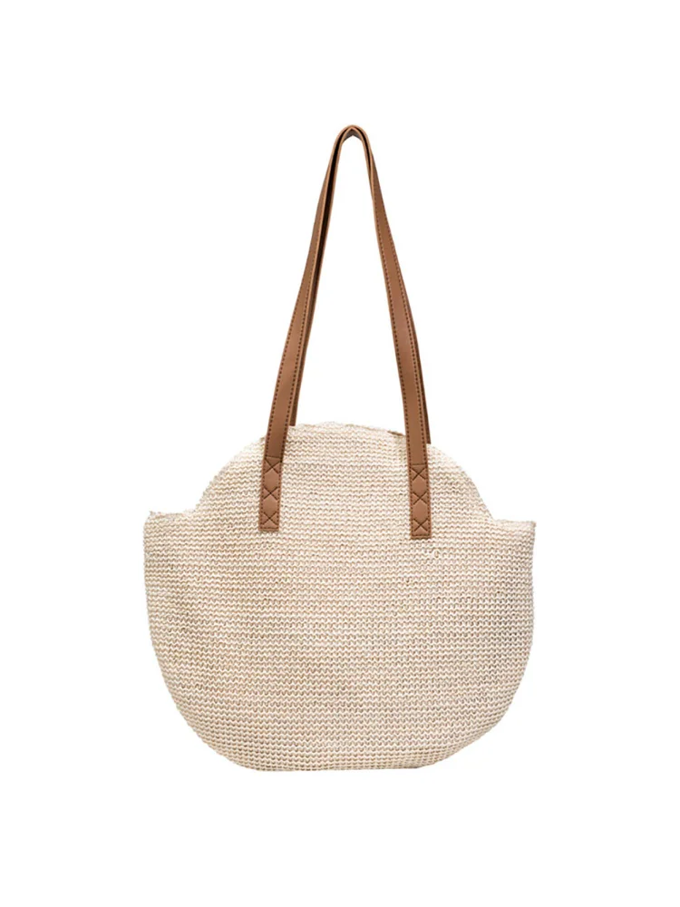 Handmade Woven Shoulder Bag Boho Summer Vacation Tote Straw Beach Handbags