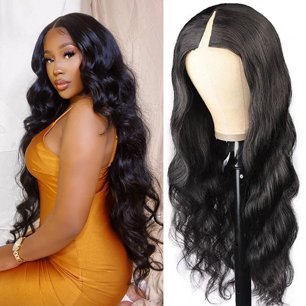 V U Part Wig Body Wave Human Hair No Leave Out Thin Wig Glueless  Human Hair Wigs No Sew in NO Glue Curly Human Hair Wig US Mall Lifes