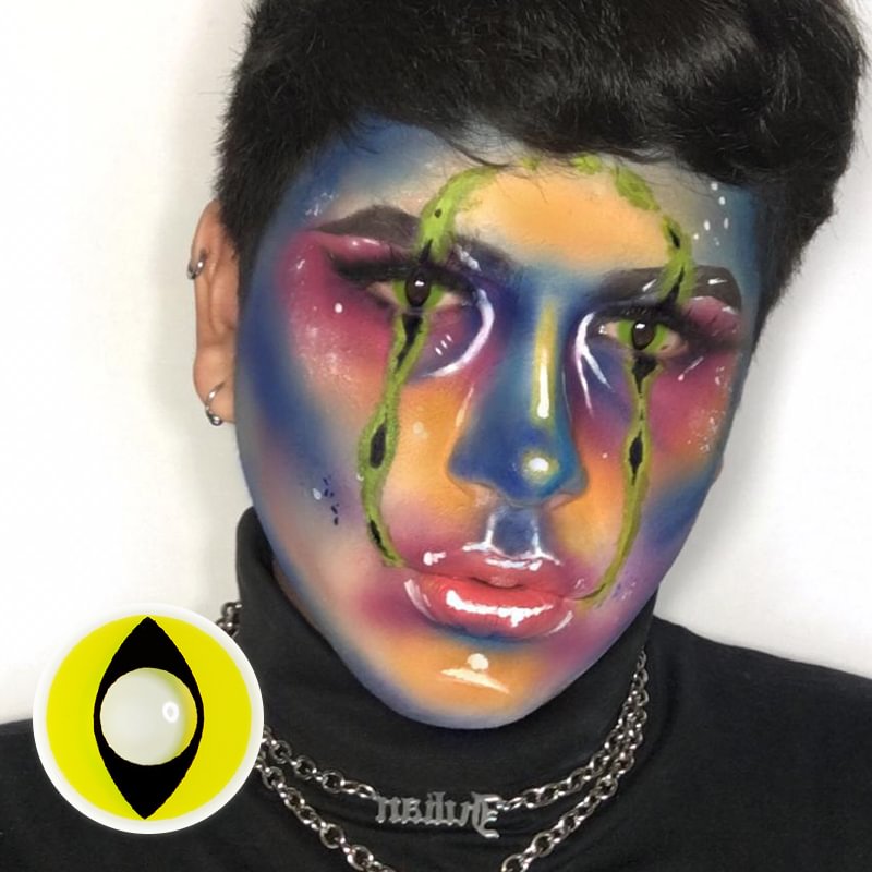 Yellow Cat Eye Contact Lenses For Halloween Day 14.5mm