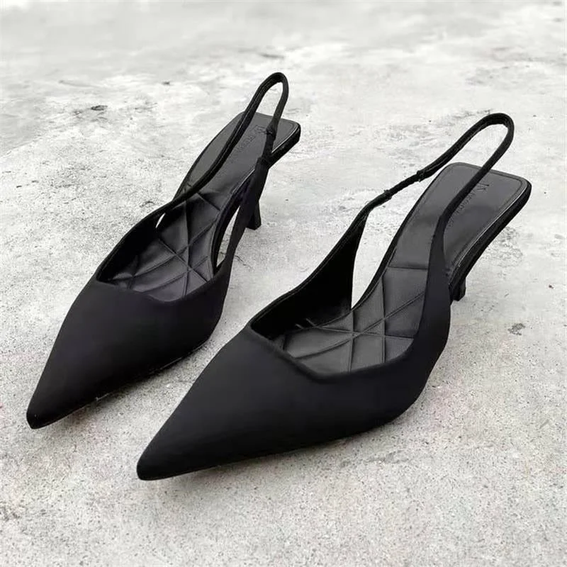 Stiletto Heels 2022 Summer Suit Comfort Shoes For Women Sandals Female Purple New Girls Low Pointed High Black Big Large Size