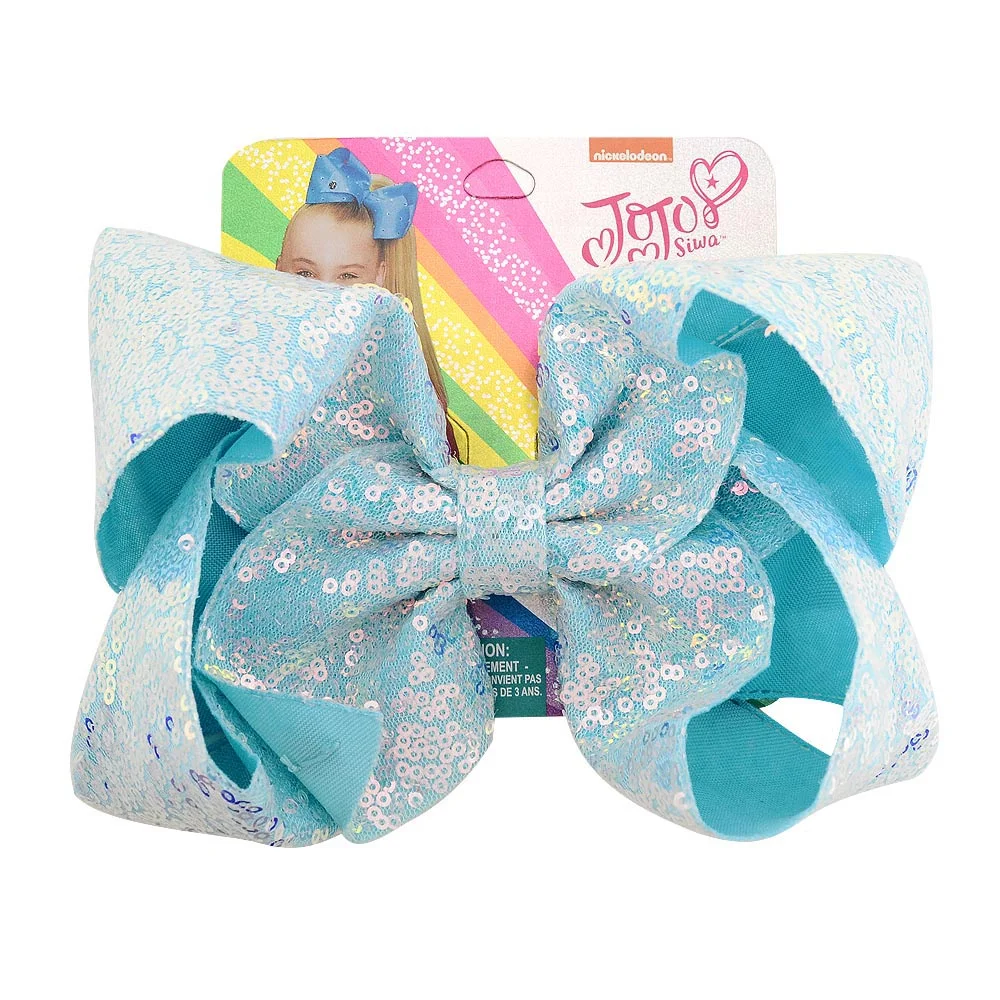 8" Sequin Rainbow JoJo siwa Bow With Hair Clip For Girls Kids Handmade Boutique Knot Jumbo Hair Bow Hairgrips Hair Accessories