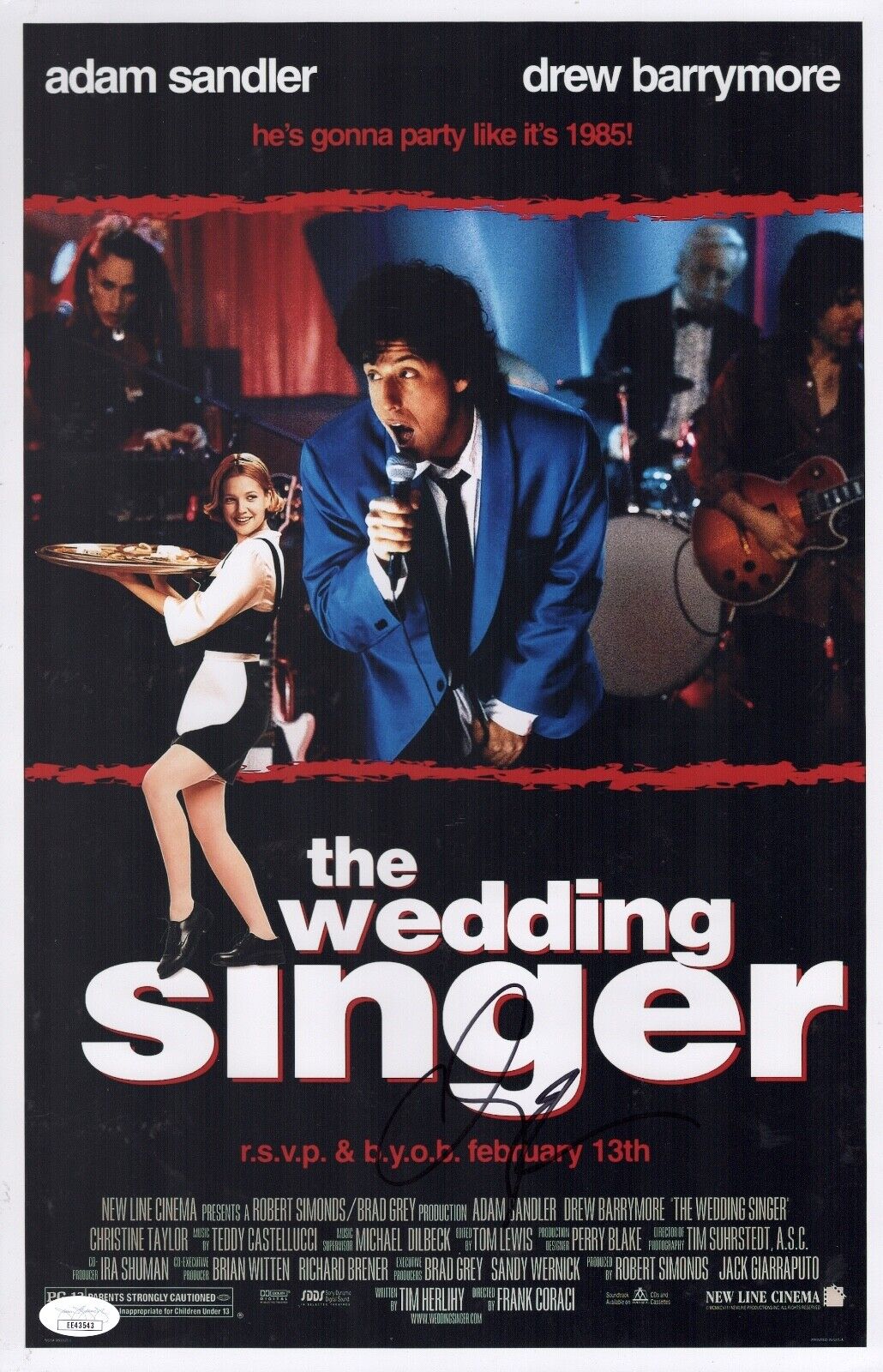 Adam Sandler Signed THE WEDDING SINGER 11x17 Photo Poster painting IN PERSON Autograph JSA COA