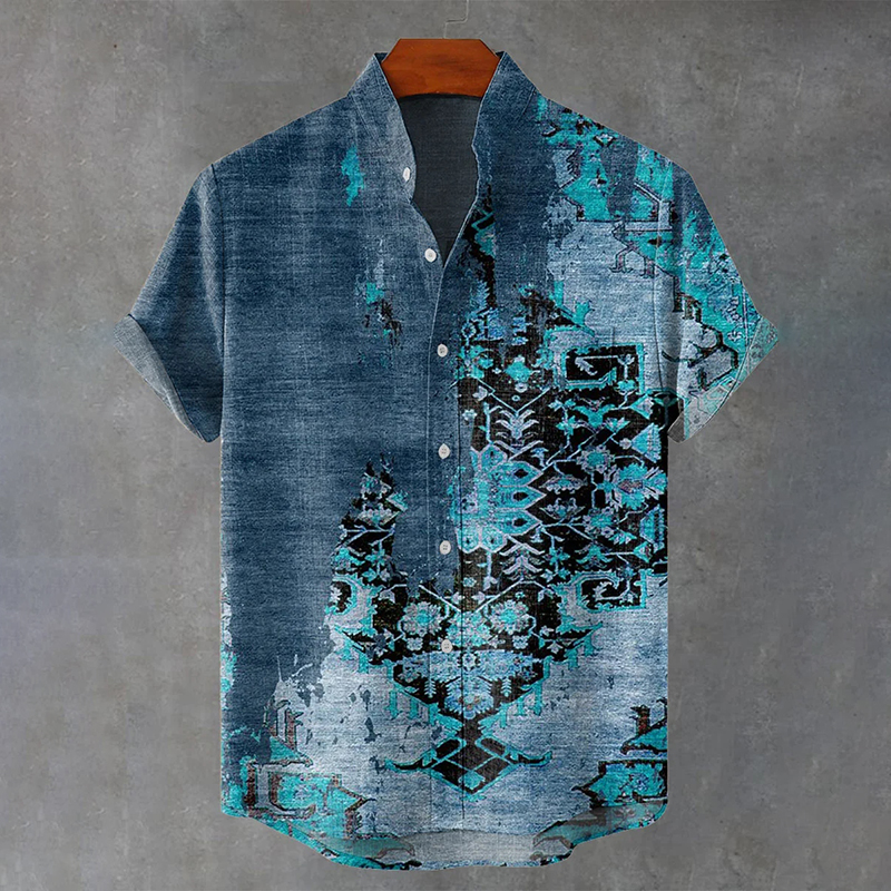 Men's Abstract Art Geometry Print Casual Shirt  artssus