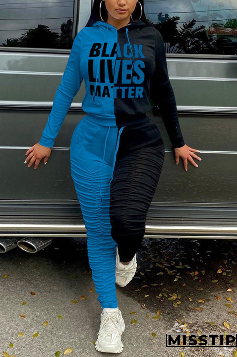 Tangerine Street Print Fold Hooded Collar Long Sleeve Regular Sleeve Regular Two Pieces