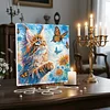 Framed Diamond Painting - Special Shaped - Cat and Butterflies (25x25cm)