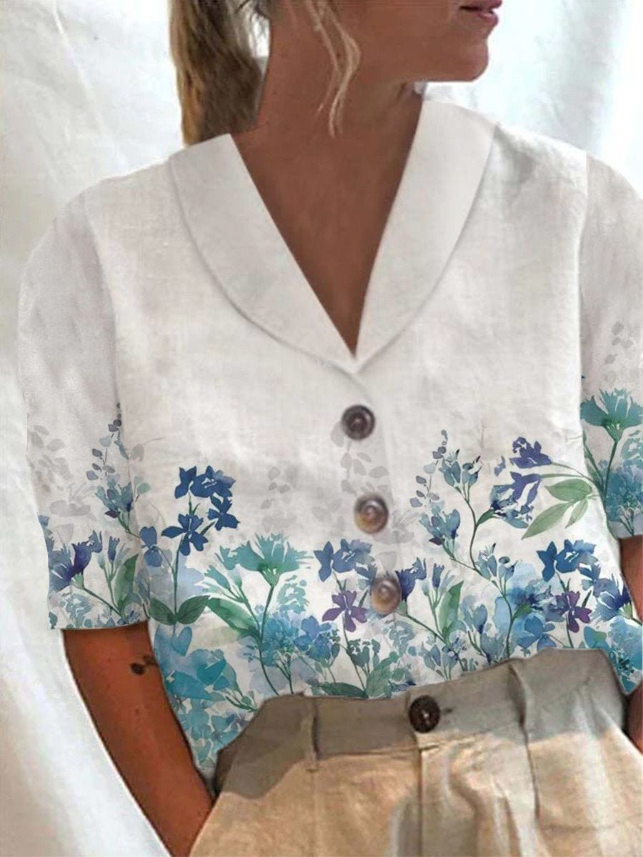 Women Floral Print Casual Button-up Shirt