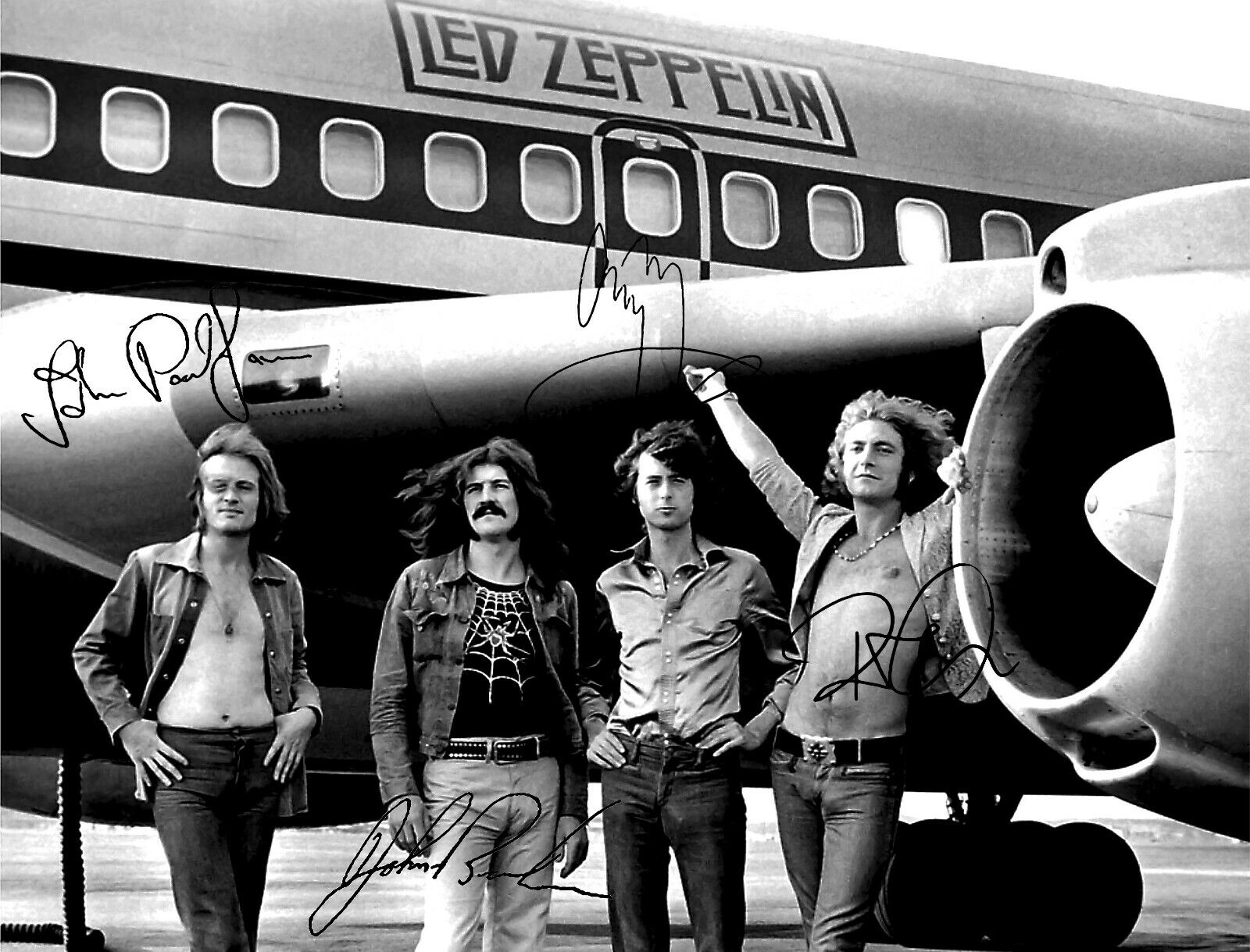 LED ZEPPELIN 747 SIGNED AUTOGRAPH 8.5X11 Photo Poster painting REPRINT JIMMY PAGE ROBERT PLANT