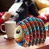 Fish 5D-DIY-Tiermuster-Diamantbemalungsuntersetzer mit Halter f&uuml;r zu Hause