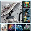 Fleur papillon-plein diamant rond peinture-30 * 30cm