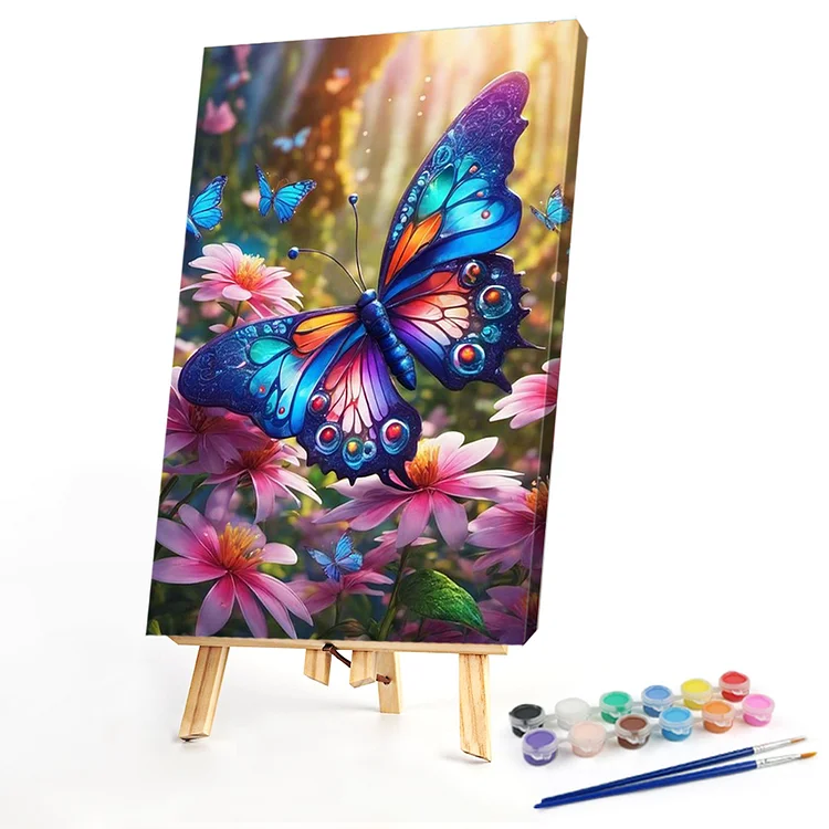 Oil Paint By Numbers - Butterfly Flowers  40*60CM