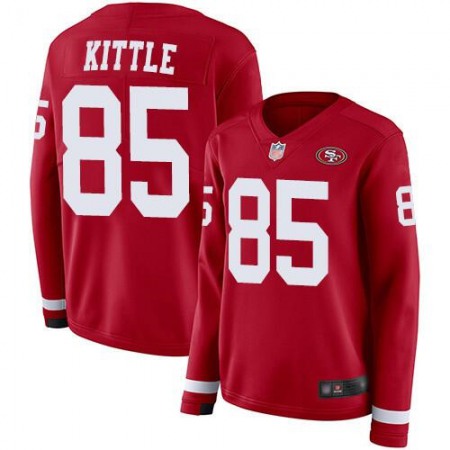 Men's San Francisco 49ers #85 George Kittle Scarlet Therma Long Sleeve Stitched NFL Jersey GI65