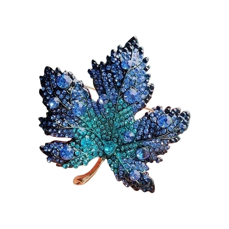 Vintage Style Pin Maple Leaf Alloy Plating Inlay Rhinestones Women’s Brooches