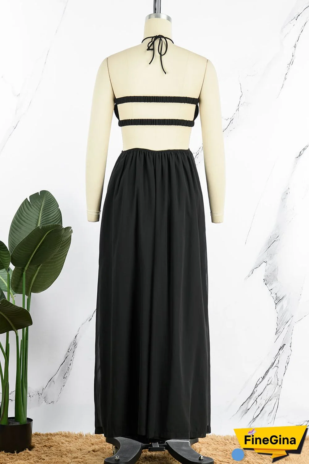 Orange Sexy Solid Patchwork Backless Halter Straight Jumpsuits