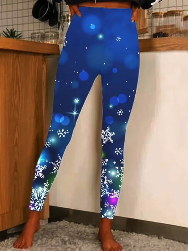 Women's Christmas Snowflake Sequin Print Leggings