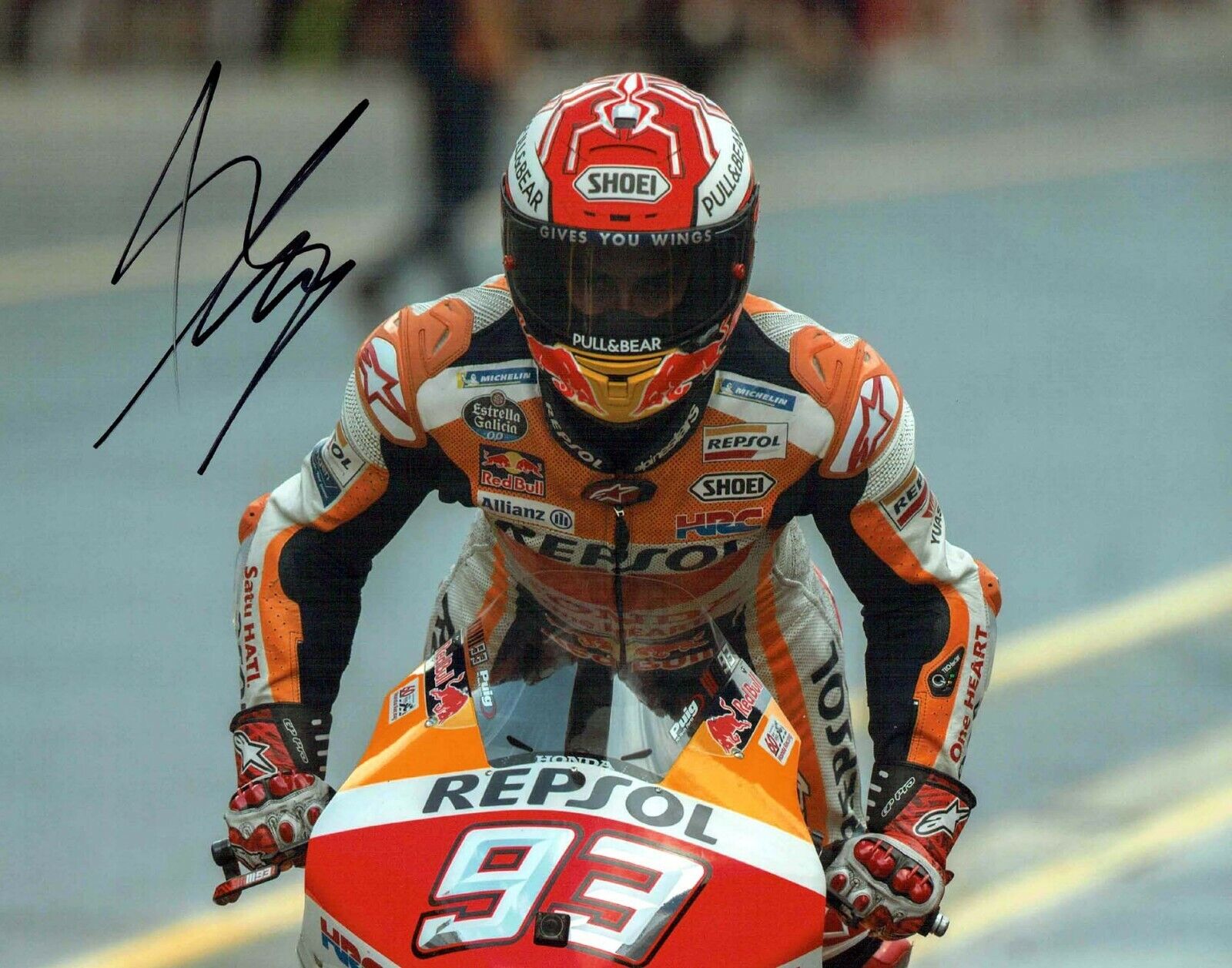 Marc MARQUEZ 2019 SIGNED 14x11 Autograph Photo Poster painting B AFTAL COA MOTOGP Honda Rider