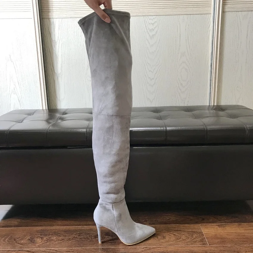 2021 Brand Women Boots Fashion High Heels Stretch Slim Over The Knee High Long Boots Winter Female Thigh High Boots Shoes