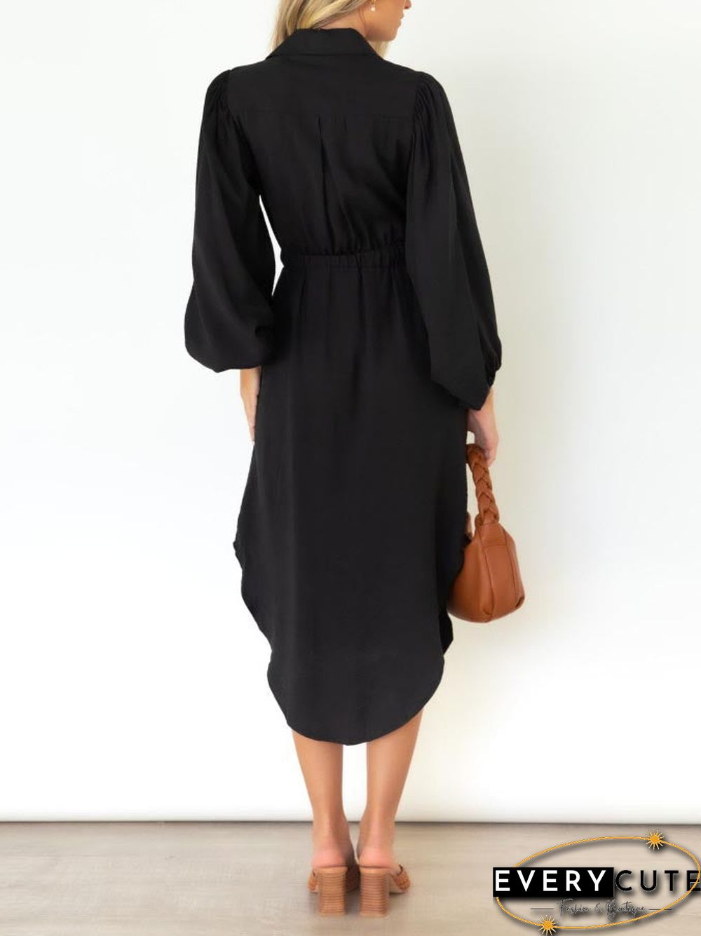 Long Sleeve Front Wrap Button Down Dress