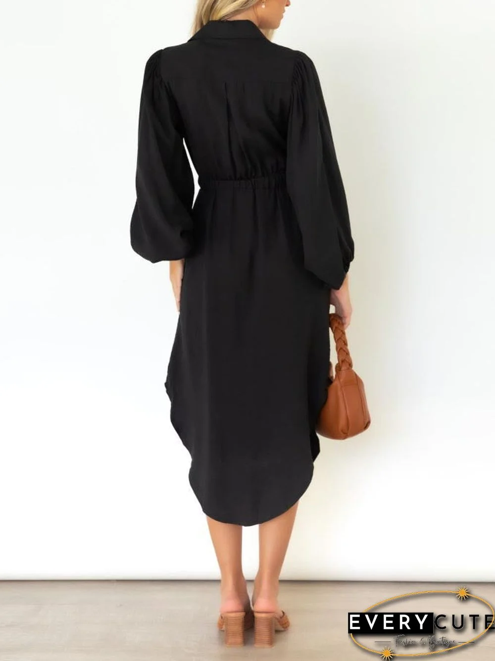 Long Sleeve Front Wrap Button Down Dress