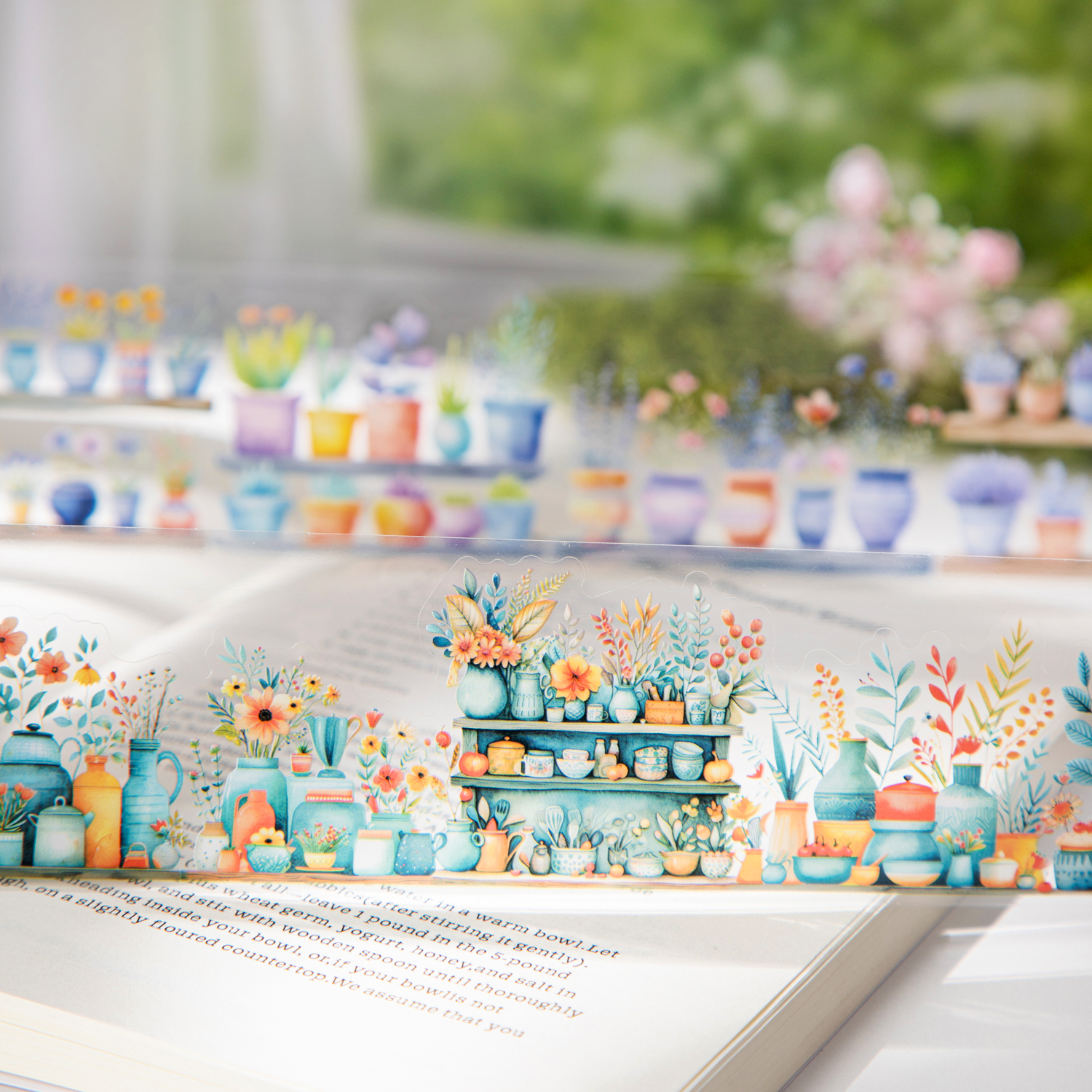 PET 테이프 - 50mm*200cm 즐거운 분위기 시리즈 귀여운 꽃 풍경 심기