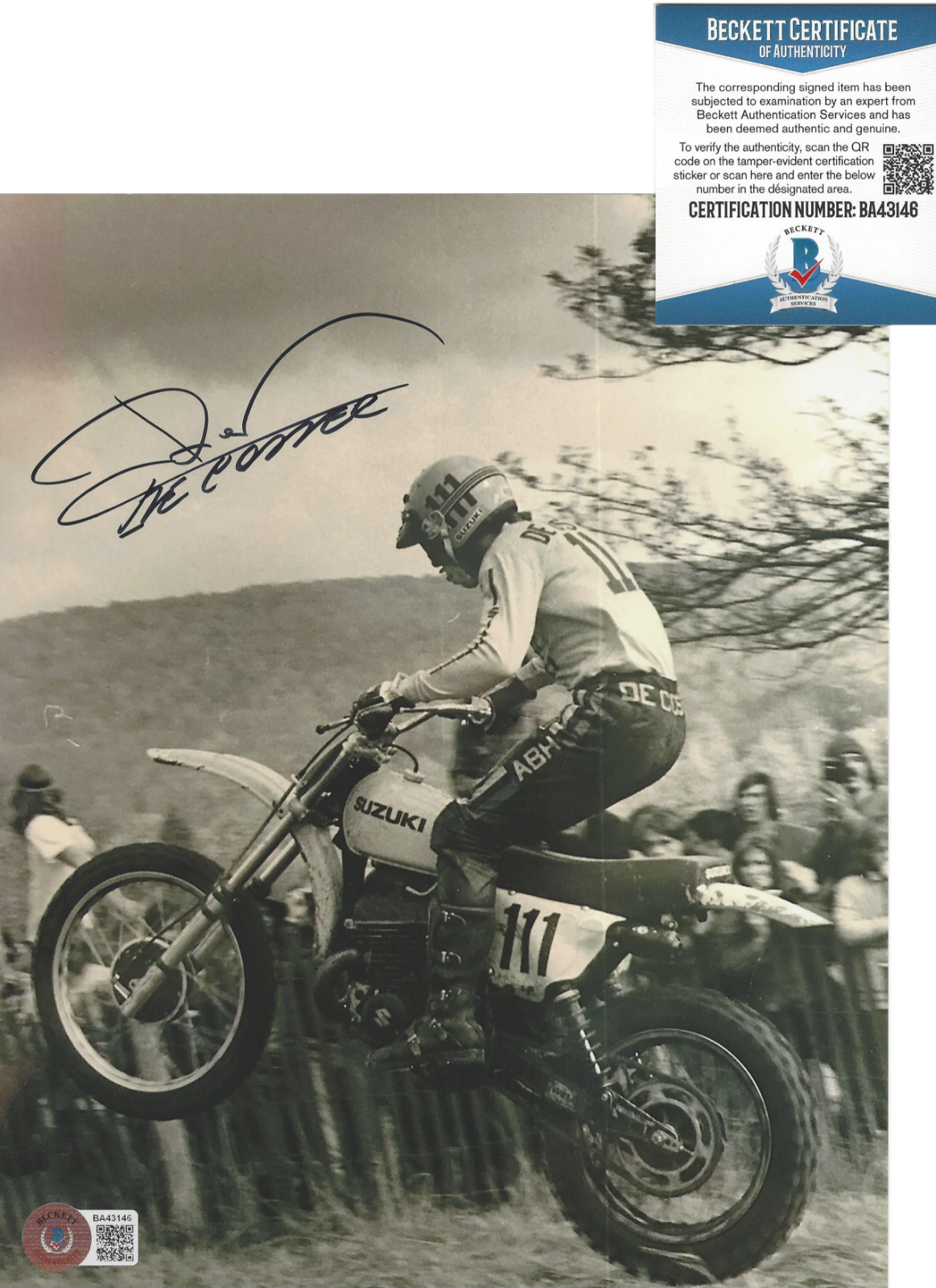 ROGER DE COSTER SIGNED 8x10 Photo Poster painting HOF MOTOCROSS RACING LEGEND F BECKETT COA BAS