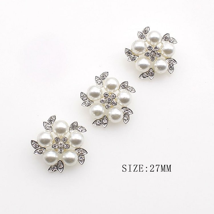 New 10pcs/lot 27mm Alloy Metal Pearl sewing Buttons Diy Silver Plated Handwork Rhinestones  Accessories
