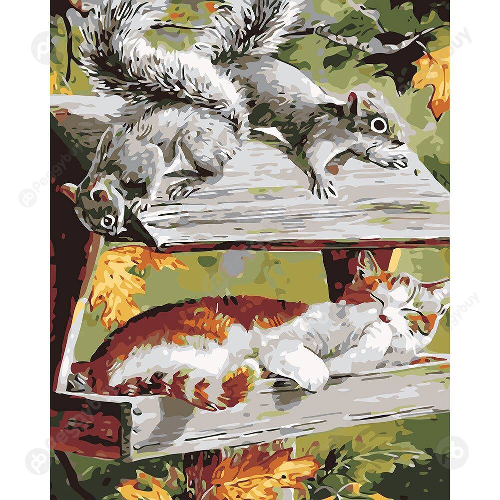 

40*50CM Paint By Numbers-Cat and Mouse, 501 Original