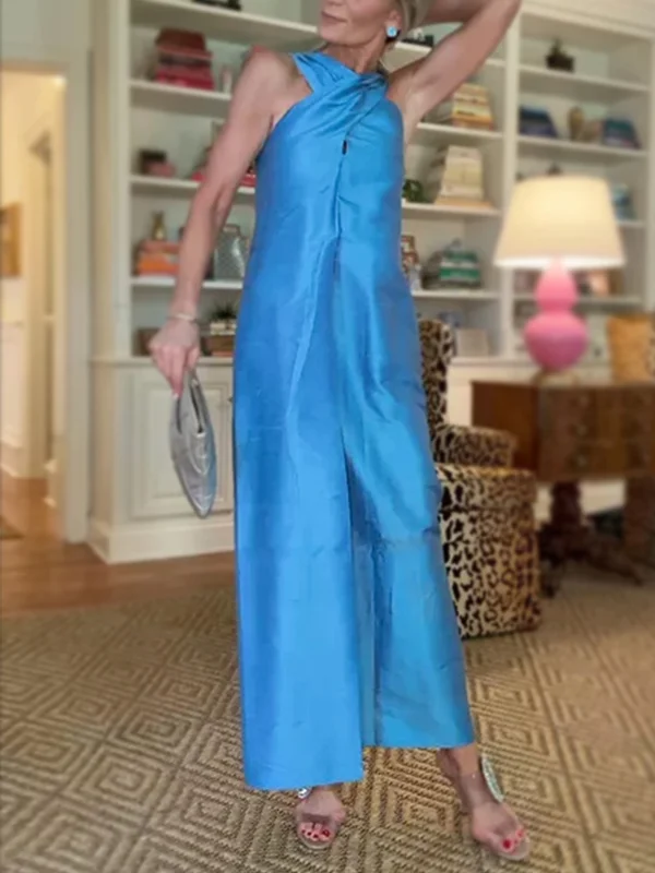 NEW🔥 Linen Cross Neckline Party Maxi Dress