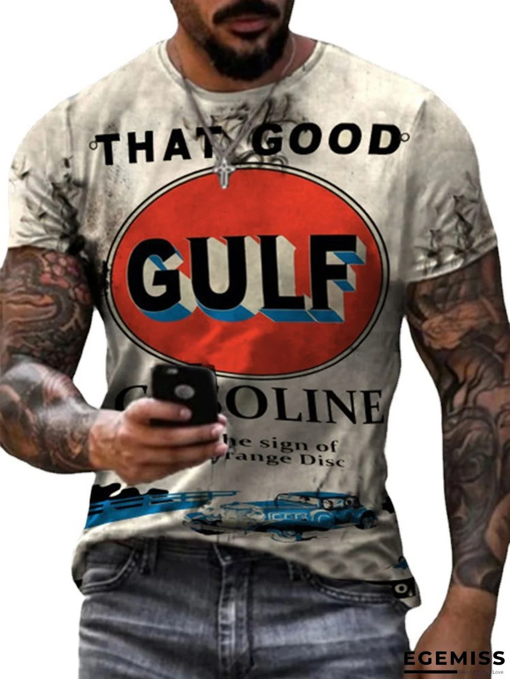 Men's Animation Loose Youth Sports Round Neck Bottomed T-shirt | EGEMISS