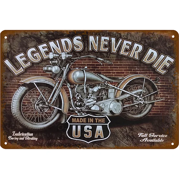 USA Motorcycle - Legends Never Die Vintage Tin Signs/Wooden Signs - 7.9x11.8in & 11.8x15.7in