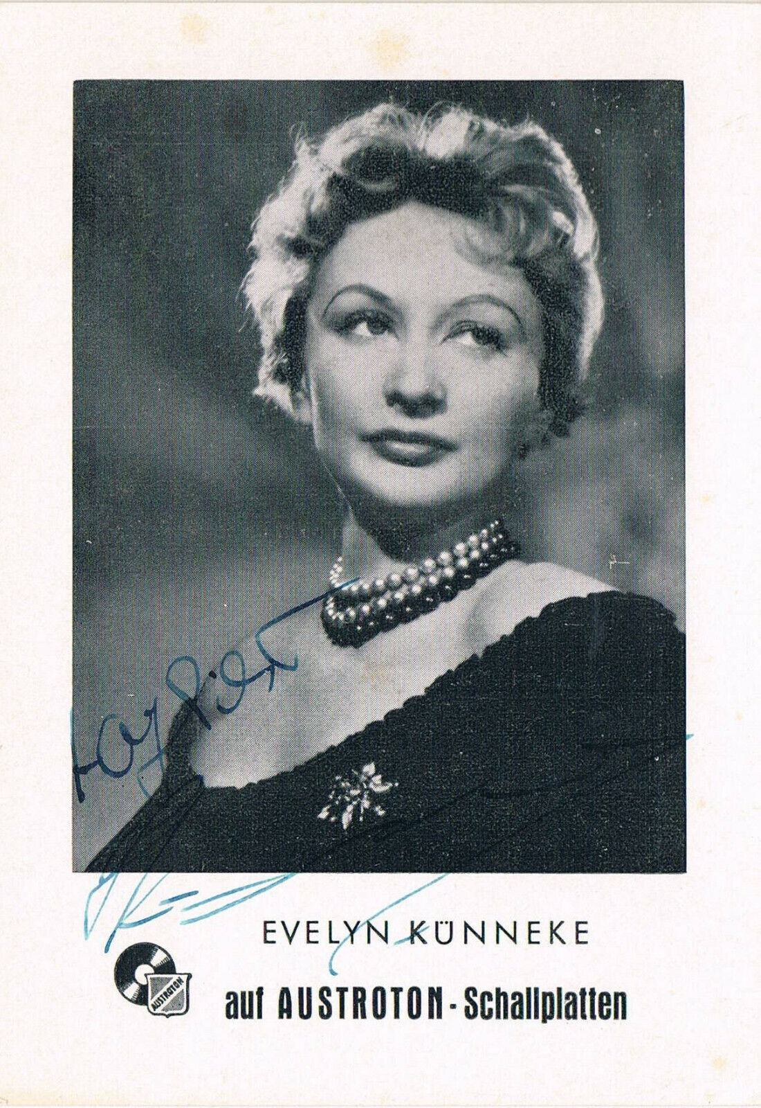 Evelyn Künneke 1921-2001 autograph signed postcard Photo Poster painting 4x6