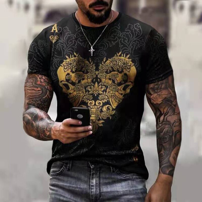 

Horrible Skull Spades Poker - 3D Printed Men T Shirt, Xxl, 501 Original