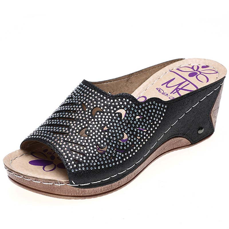 Qengg 2022 New Summer Shoes Women Sandals Beach Open Toe Wedge Sandals Ladies Retro Platform Female Slippers Non-Slip Female Slides